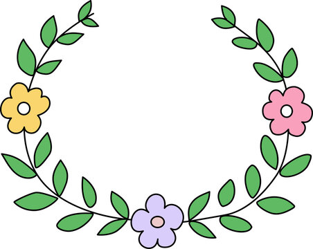 Floral Wreath Circle Frame
