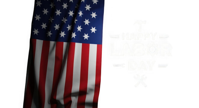 The american flag waving in a gentle breeze against a plain background isolated on transparent background
