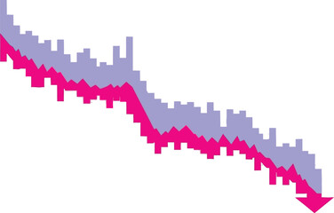 Fototapeta premium Digital vector illustration showing a downward trend in business performance data