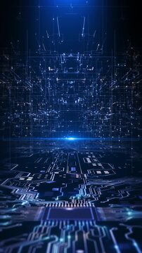 Artificial intelligence AI Digital background. Big data visualization. futuristic digital matrix grid virtual reality cyber space environment technology data transfer circuit, information processing
