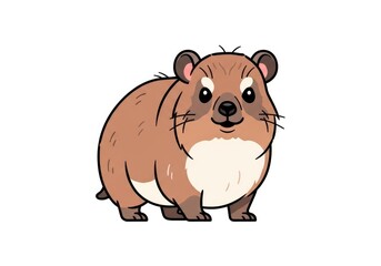 Fototapeta premium Cute Brown Cartoon Hamster Standing on White Background