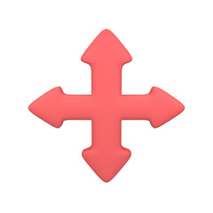 Obraz premium Red Four Way Arrow 3D Illustration