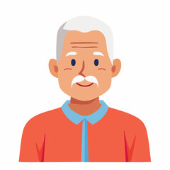 Obraz premium Cartoon illustration of an elderly man with white hair and mustache