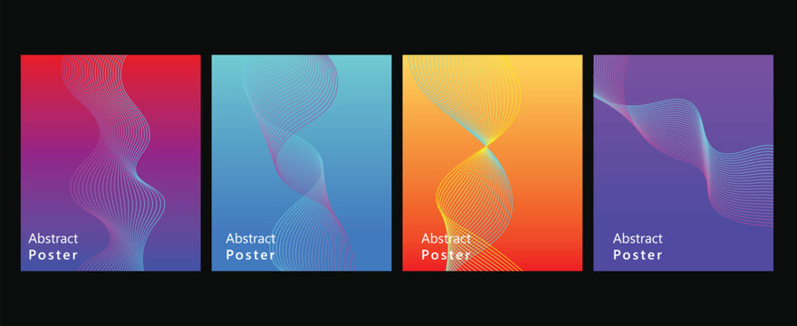 Premium infinite flow line wave abstract poster, featuring professional vector graphics of colorful cosmic waves and stars.