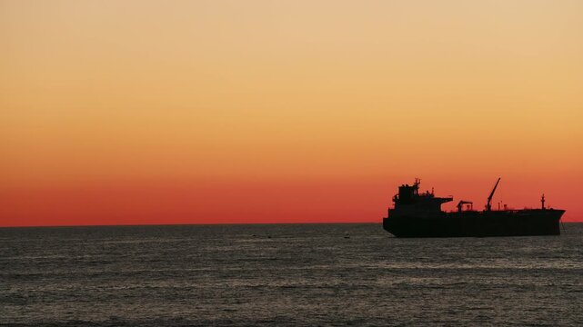 Tanker anchoring on the Pacific Ocean coastline