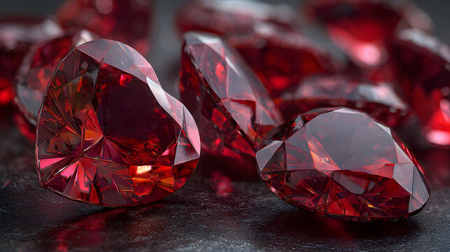 Valentine candy hearts with shiny cherry red pieces on dark playful pop art backdrop