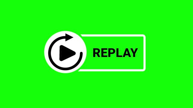  Animated graphic of a rotating circular arrow replay symbol with a play icon on a green screen background.