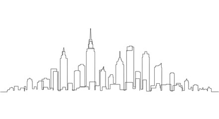 Fototapeta premium Minimalist continuous one line drawing of New York City skyline