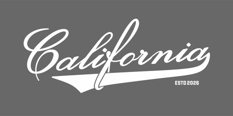 Obraz premium Retro typography college varsity california slogan print for graphic jersey, tee, hat, t-shirt, sweatshirt, or wall art design - Vector