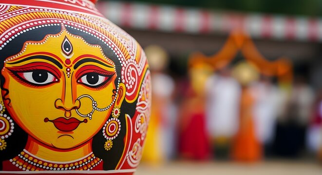 Traditional Hand Painted Goddess Subhadra Face for Jagannath Rath Yatra Festival in Puri Odisha India