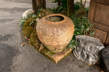 Fototapeta premium Water jars of the ancient in garden, Thailand.