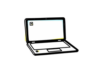 Naklejka premium Open laptop computer display isolated on black background