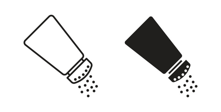 Pepper shaker icon line style collection. Simple black solid icons