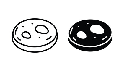 Celestial body with craters outline and solid black icon design for space exploration © TARU STOCKPLC