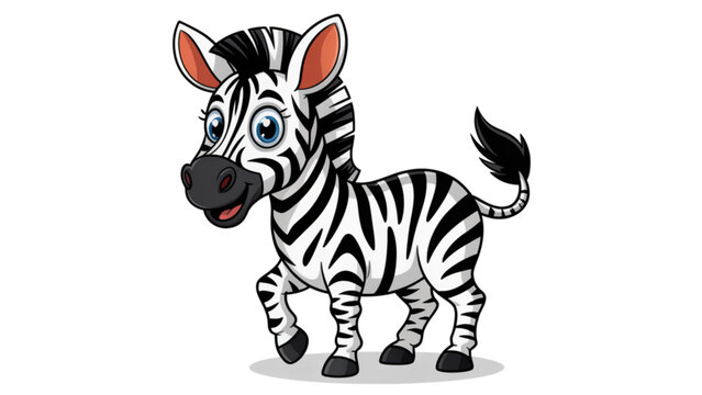 Cute cartoon zebra with red horns standing and smiling Vector
