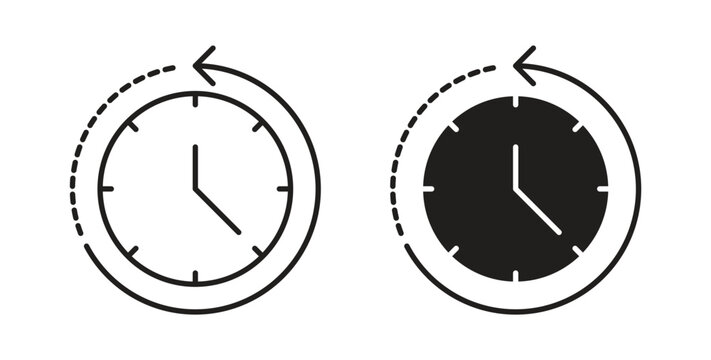Rewind time icon line style collection. Simple black solid icons