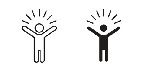 Obraz premium Self confidence icon line style collection. Simple black solid icons