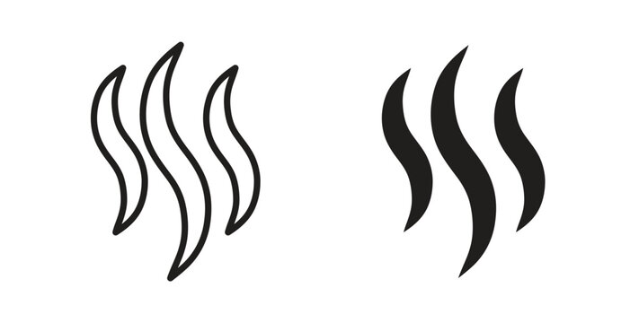 Smoke steam silhouette icon line style collection. Simple black solid icons