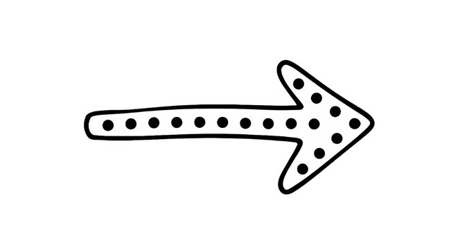 Hand Drawn Dotted Arrow Illustration on Transparent Background &ndash; Sketch Style Directional Icon