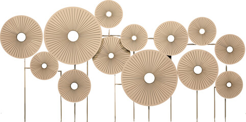 Abstract Boho Wall Decor Set with Geometric Sunburst Circles on Sticks Minimal Neutral Beige Scandinavian Style Decorative Elements Collection © MSTNURAJA
