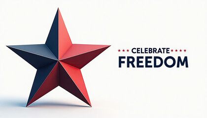Obraz premium Three-dimensional red and blue star with 