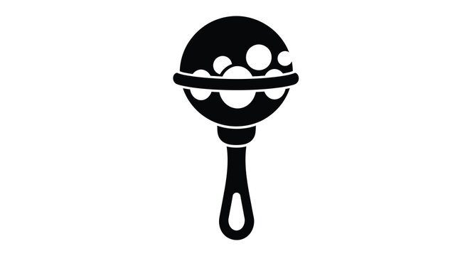 maraca silhouette with circular handle and beads