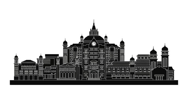 Mumbai Chhatrapati Shivaji Terminus Silhouette ? Iconic Indian Railway Architecture