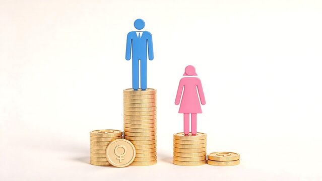 Gender pay gap concept with coins