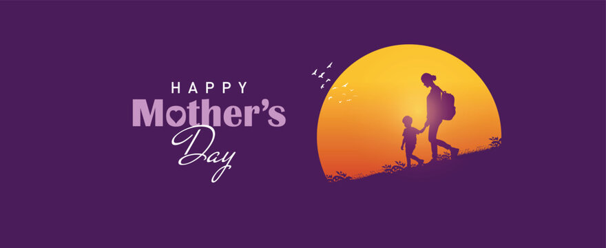 Happy mother's day concept vector illustration. Mother holding a children in her hands.