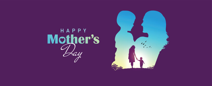 Happy mother's day concept vector illustration. Mother holding a children in her hands.