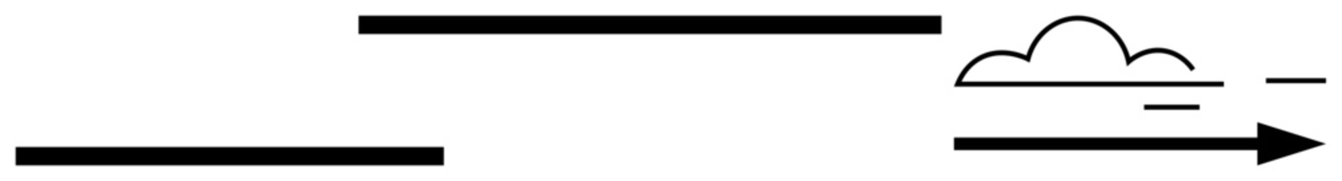 Speed, navigation, communication, progress, minimalism, transportation. Parallel lines, arrow and cloud indicating motion. Speed and navigation concepts through clean minimalist design