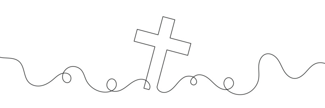 One continuous line drawing of the cross of Christ vector illustration, Cross Continuous Line Drawing Christianity Religion. Vector Illustration . EPS 10 .