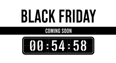 Obraz premium Black friday coming soon countdown timer banner isolated on white background