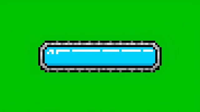 Pixelated loading bar animation with green screen background.