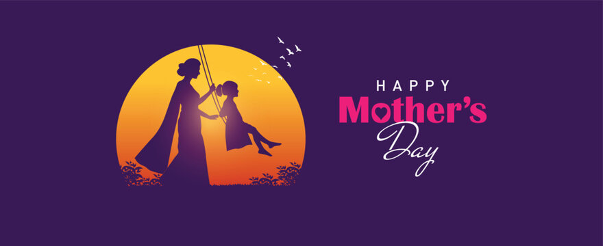 Happy mother's day concept vector illustration. Mother holding a children in her hands.
