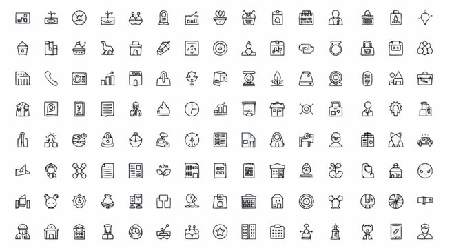 Various business and technology icons.