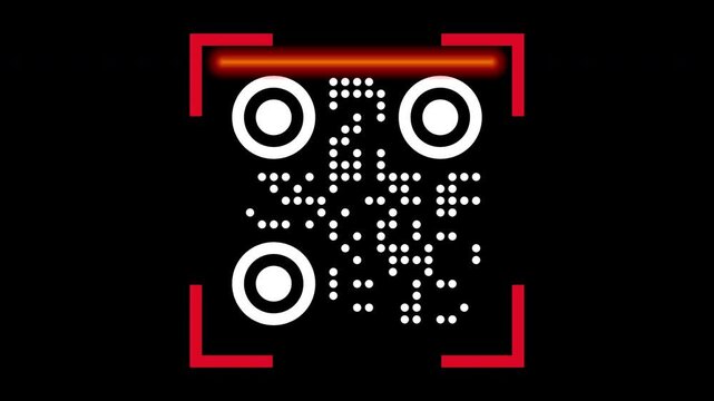 Scan barcode red light color on QR code  on transparent background