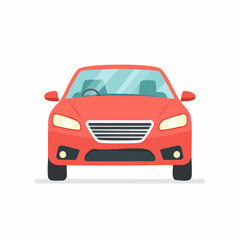 Fototapeta premium Red Sedan Car Front View Illustration