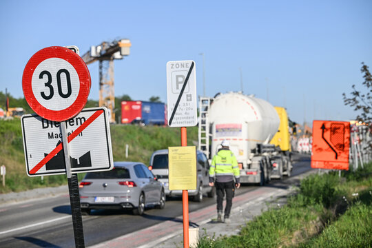 travaux chantier route ring Bruxelles Belgique autoroute