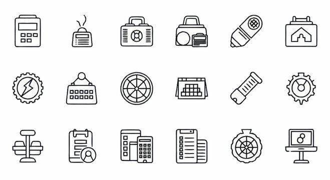 Collection of business and technology icons.