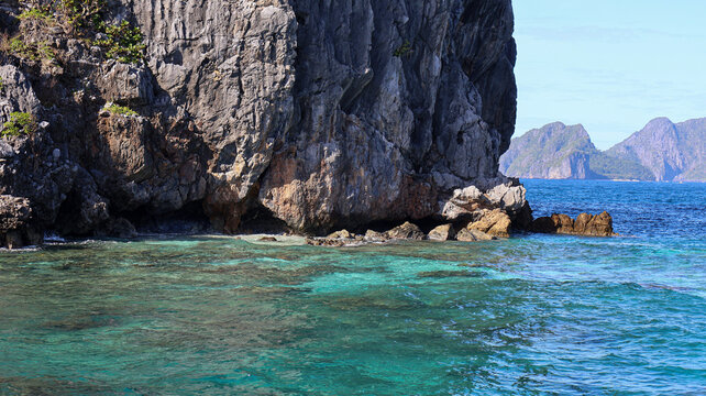 Clear turquoise water in the ocean in the Philippines