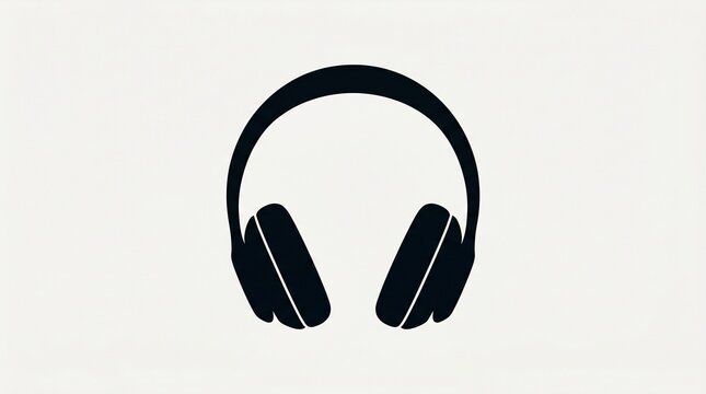 Minimalist black icon of modern headphones isolated on white background