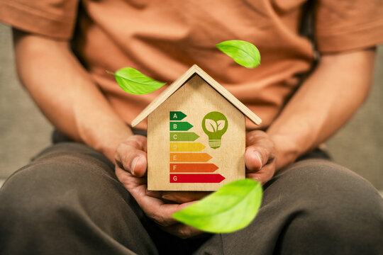 Home improvement concepts, home energy efficiency, eco-friendly home improvements, cost savings and green energy costs, green buildings for sustainable development.