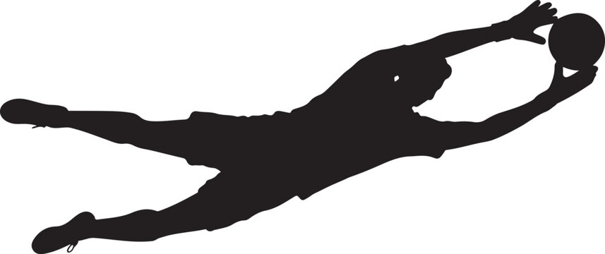 Athlete diving for volleyball on beach sand