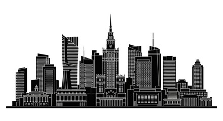 Obraz premium Warsaw Skyline Silhouette ? Modern Polish Cityscape Vector Illustration