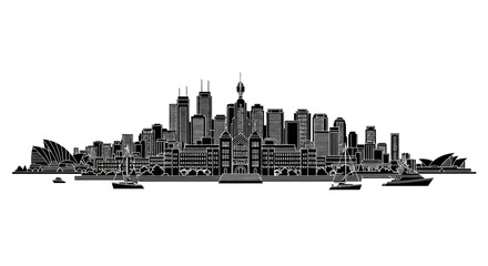Fototapeta premium Sydney Skyline Silhouette ? Iconic Australian Cityscape Vector Illustration