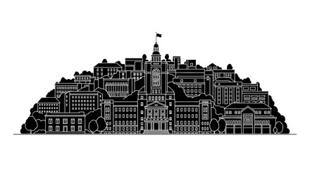 Fototapeta premium University Campus Silhouette ? Academic Education and Higher Learning Concept
