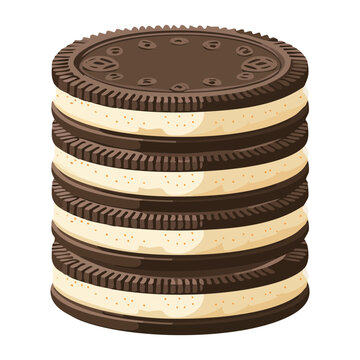 Stack of cream filled cookies for snack and dessert themed creative graphic design projects - Vector Illustration