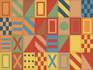 Obraz premium Cottagecore Patchwork Quilt Pattern Backdrop