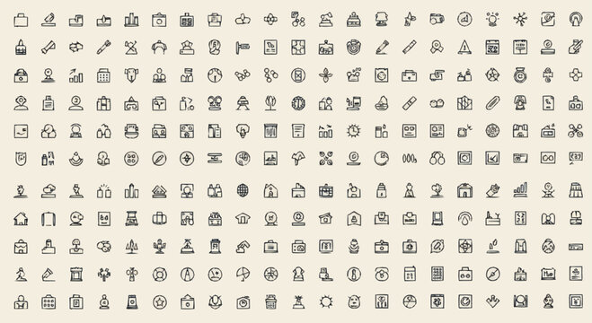 Various icons on white background.